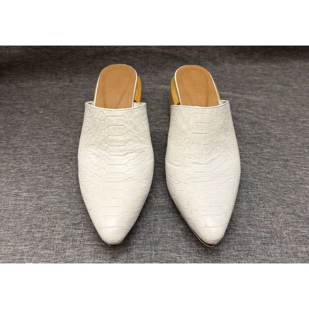 James Smith Leather White Mules style Snake Size 37 Us 6